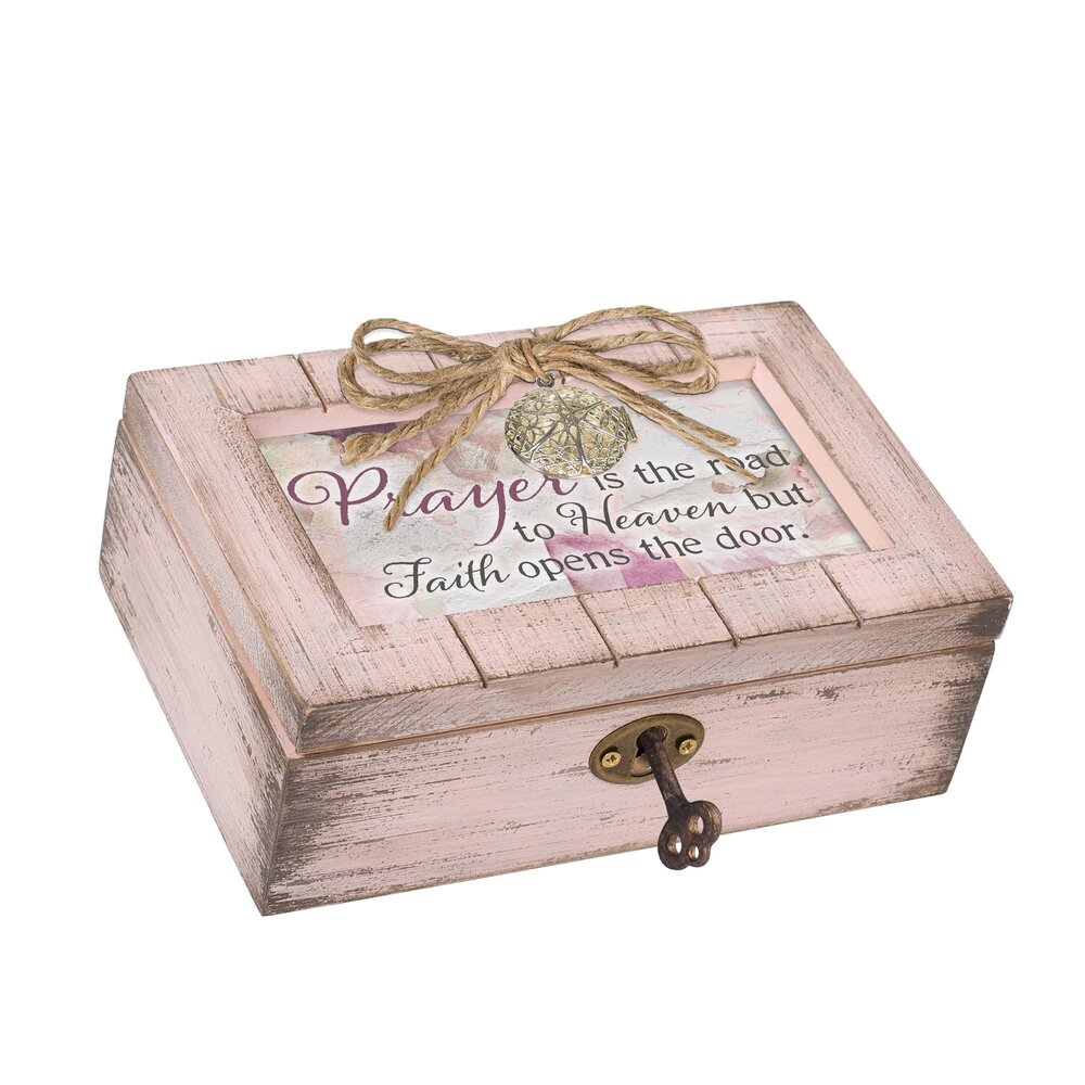 1377 Prayer to Heaven Blush Pink Distressed Locket Petite Music Box Plays